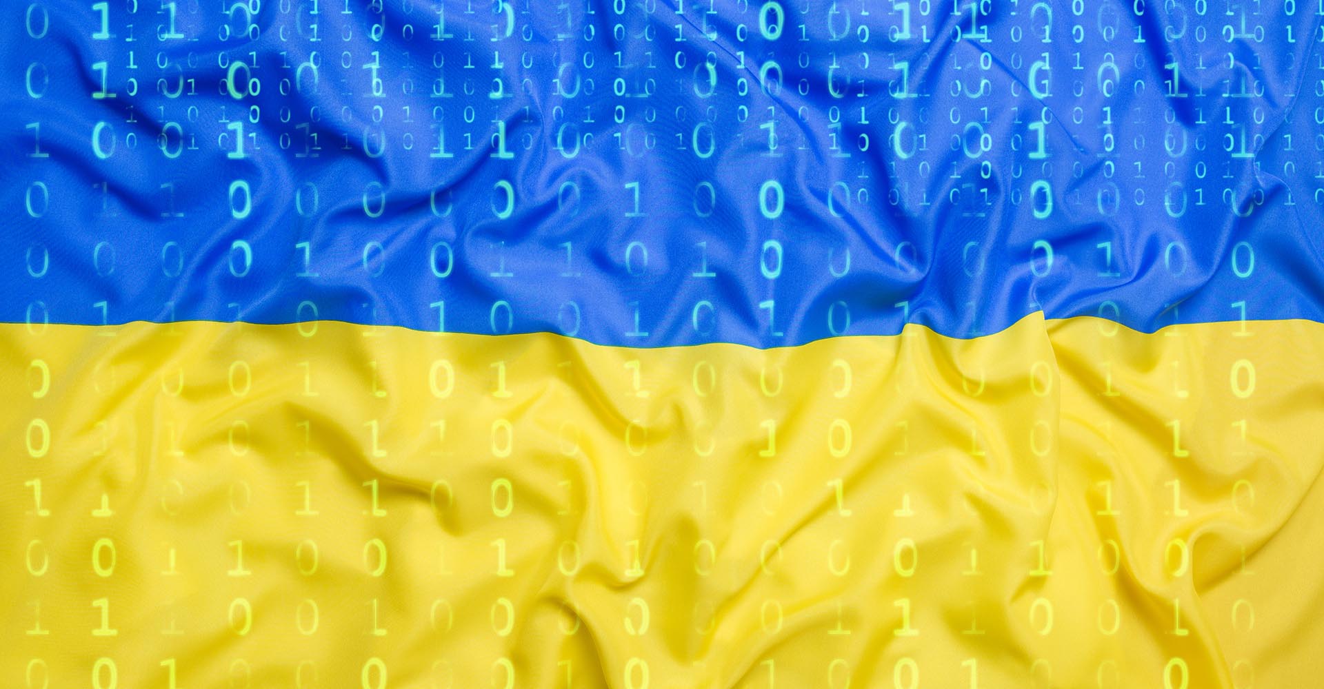 Binary code with Ukraine flag
