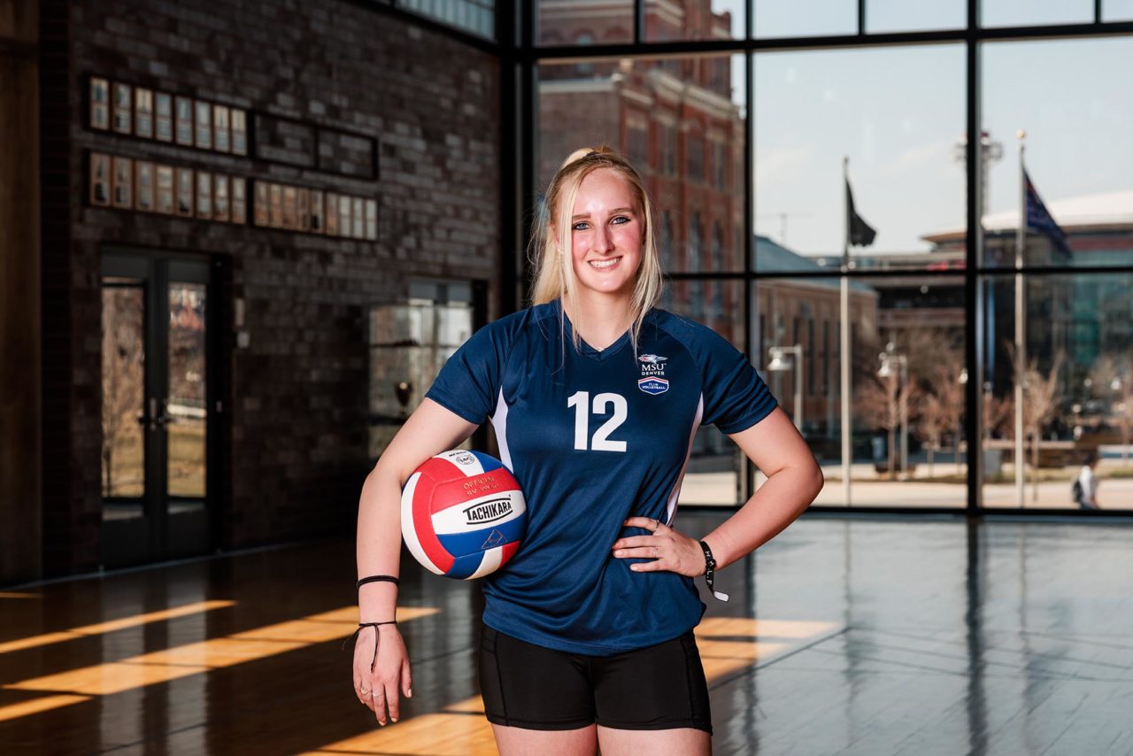 Portrait of Anna Watson with volleyball
