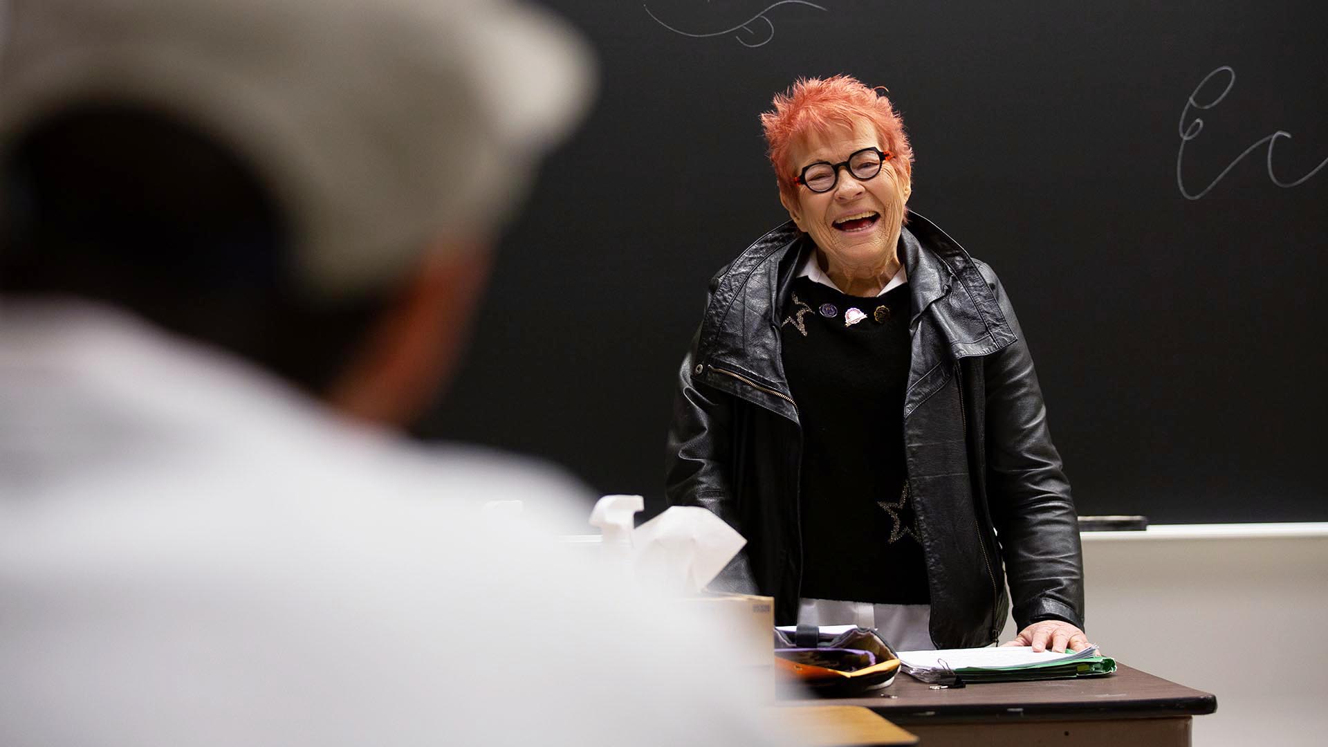Professor Sandra Doe, 81, teaches one of her final class at Metropolitan State University of Denver