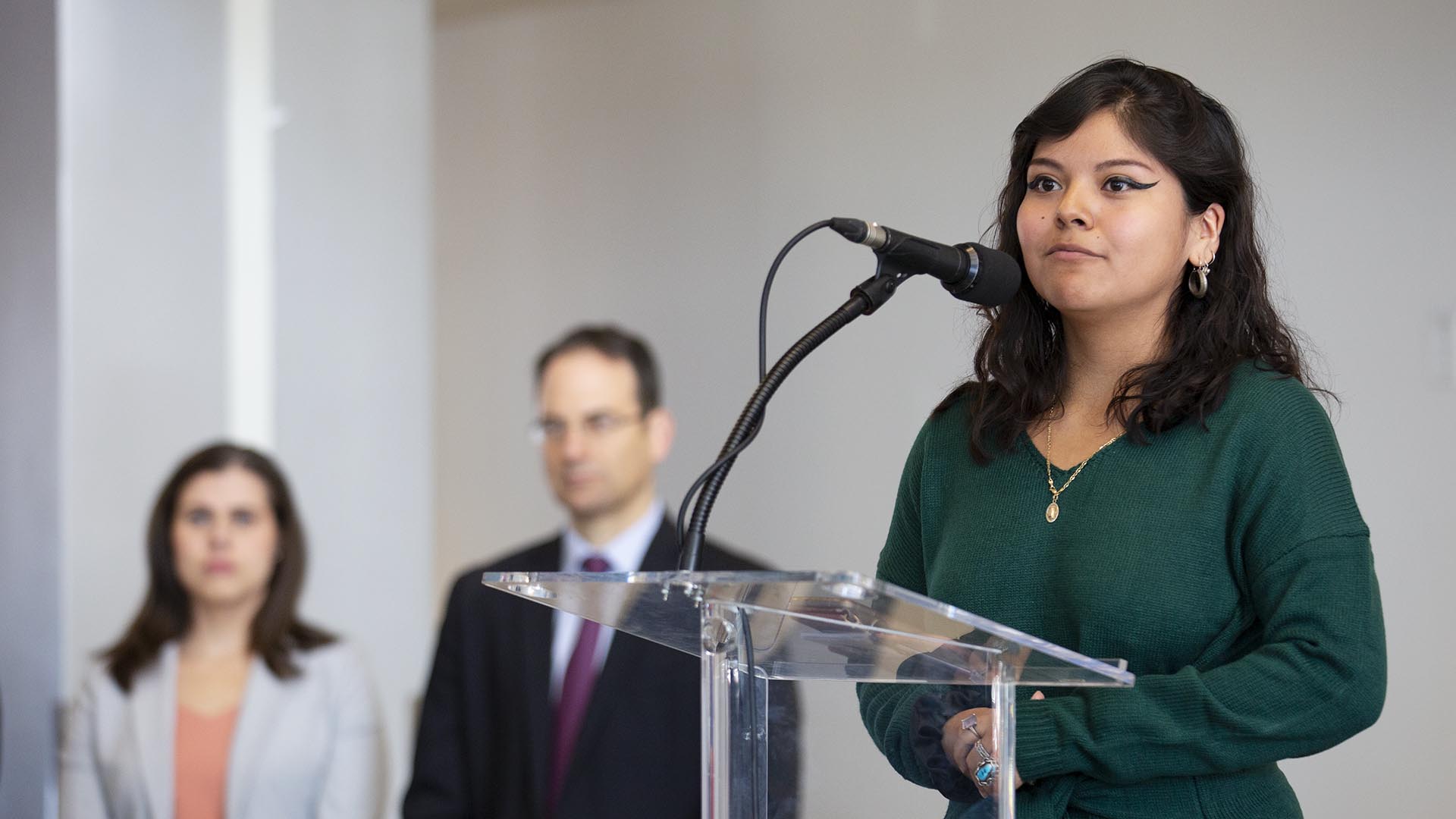 Eunice Callejas Solano speaks at a DACA rally on the Auraria Campus on Nov. 12, 2019.