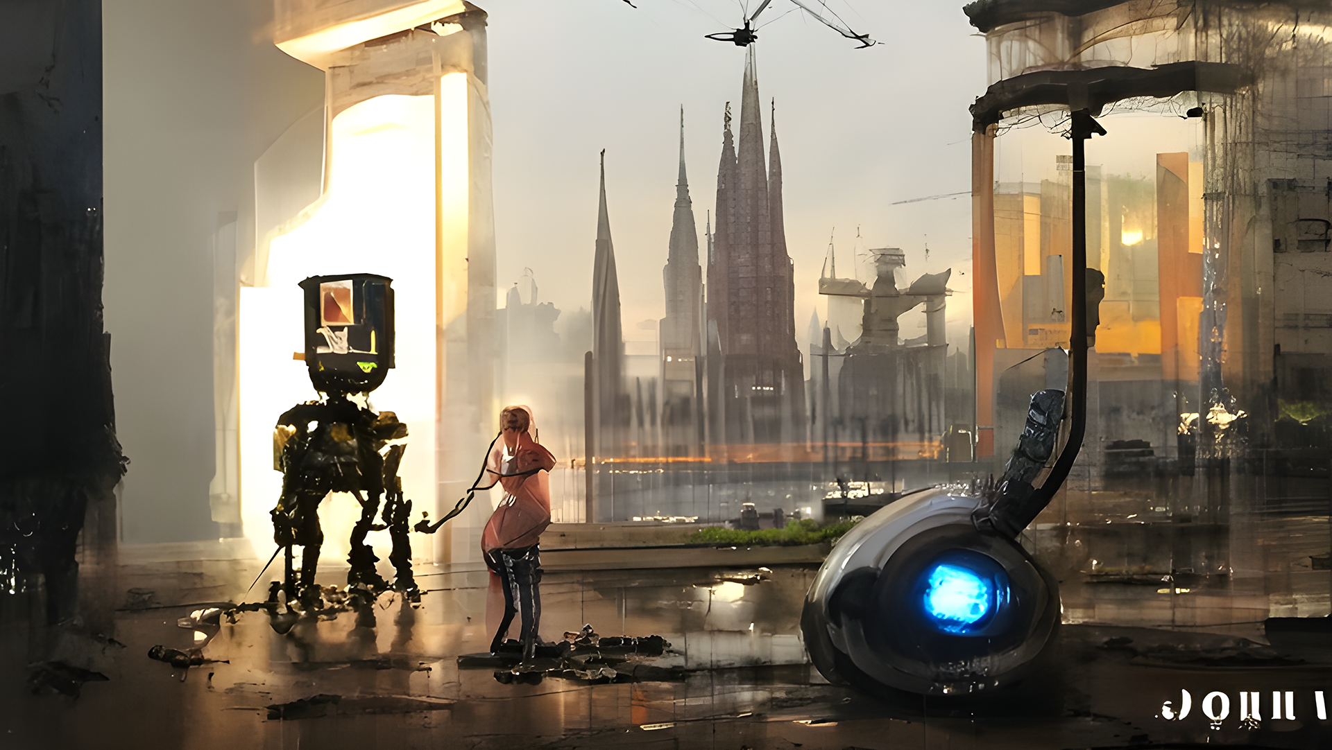 AI-generated artwork depicting robots