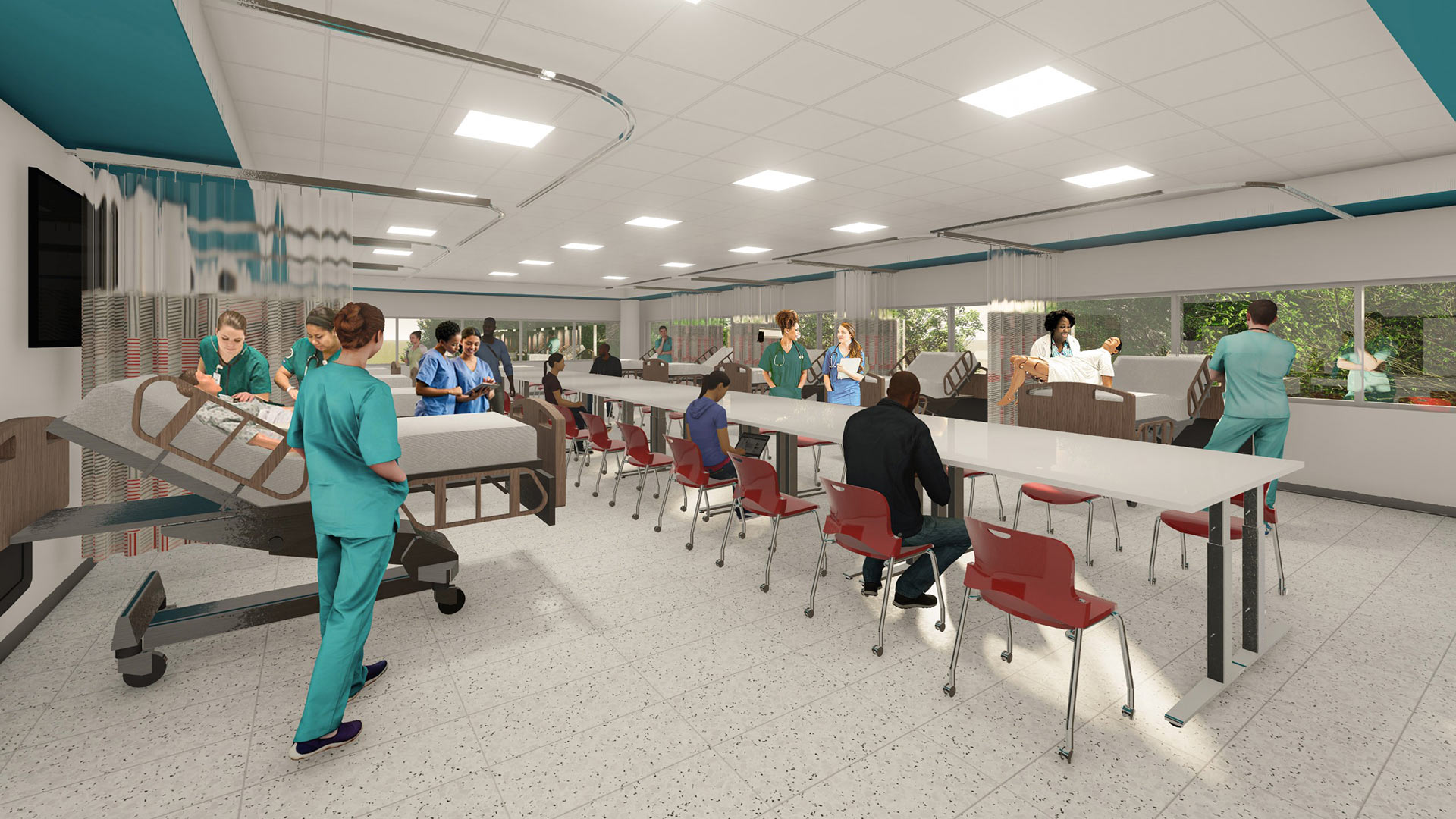 Rendering of planned health care skills lab
