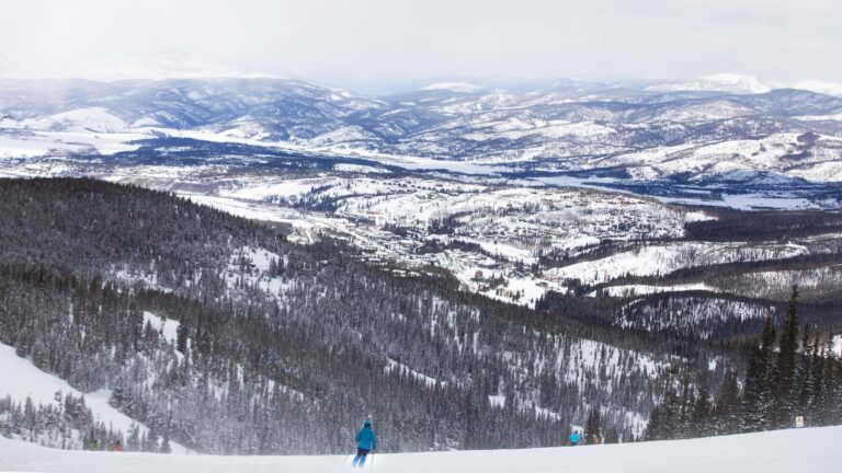 A skier makes their way down a run at Winter Park resort.