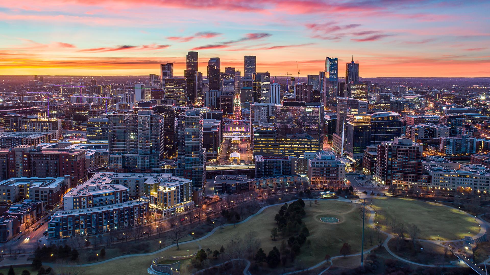 Aerial view of downtown Denver