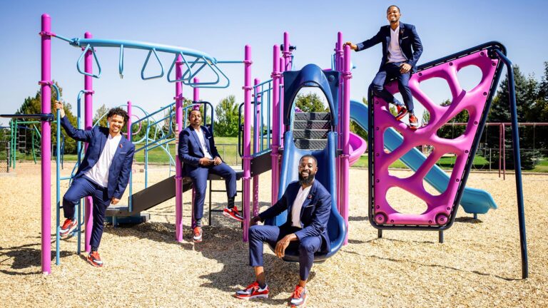 From left to right: MSU Denver’s Jordan Puch, Christopher Livingston, Rashad Anderson, and Joshua Barringer are part of the mentorship program, Call Me MiSTER (CMM) a highly respected teacher leadership program dedicated to recruiting, training, and placement of African American male teachers, will now be offered in Colorado.