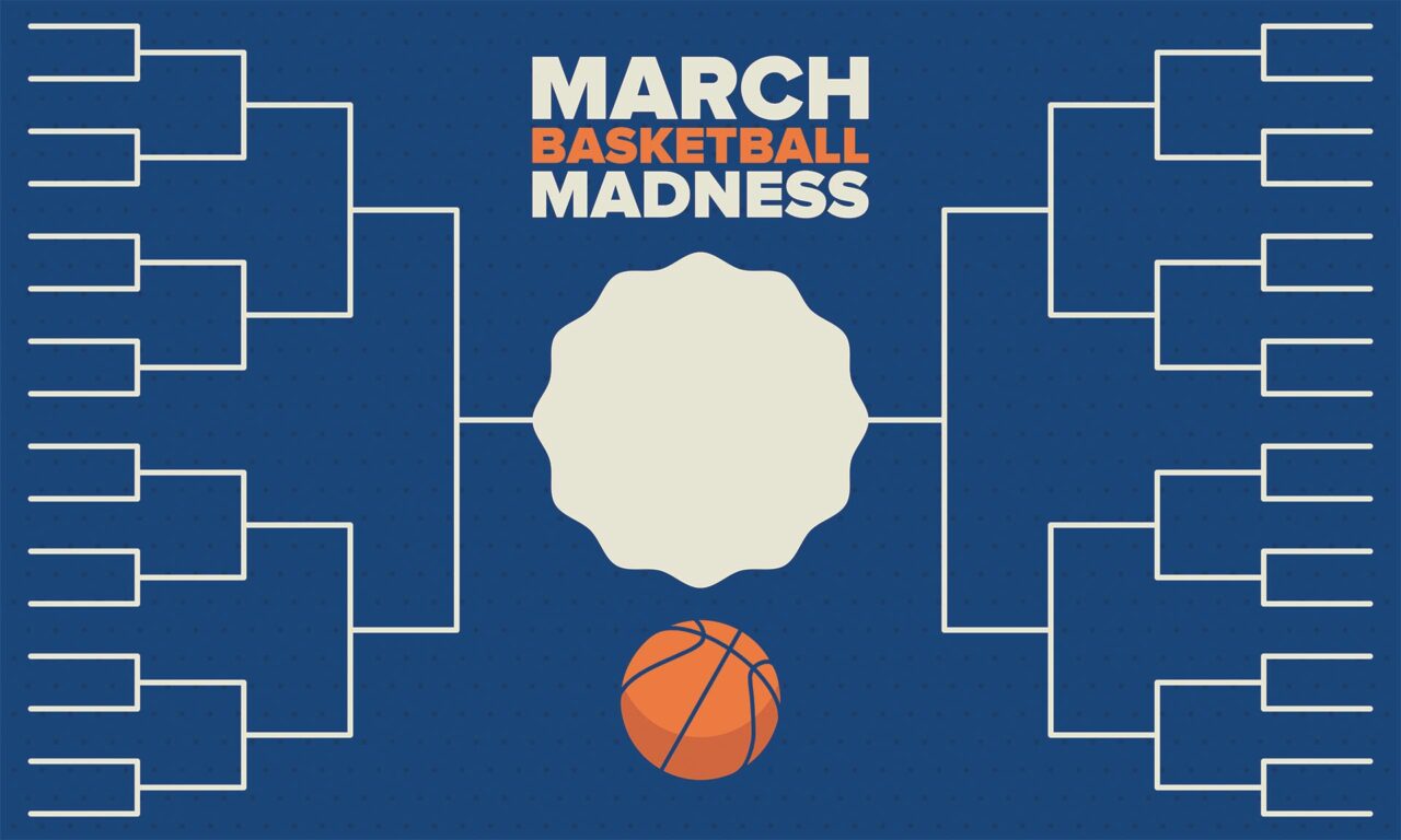 March Madness basketball tournament bracket illustration