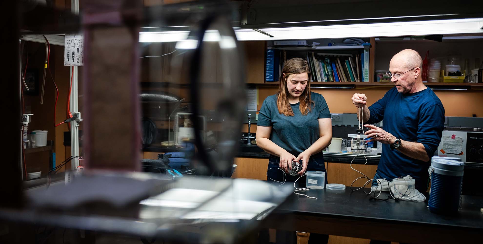 MSU Denver professor Dr. Robert Hancock and alumna Anna Wanek put together a mosquito trap