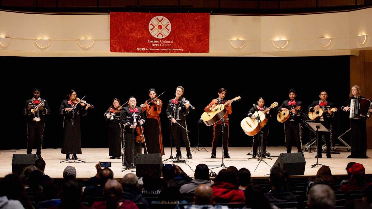 The MSU Denver Mariachi Ensemble performs on stage during the Viva Southwest Mariachi Festival in the King Center