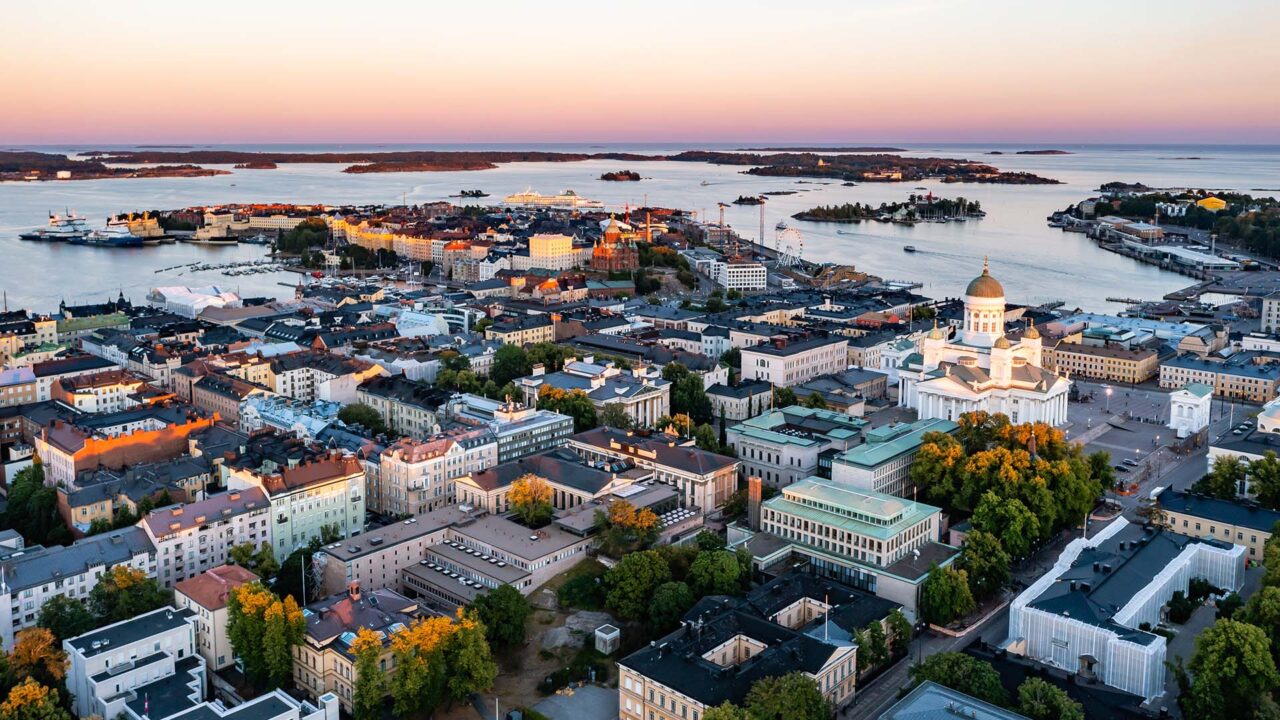An aerial view of Helsinki, Finland