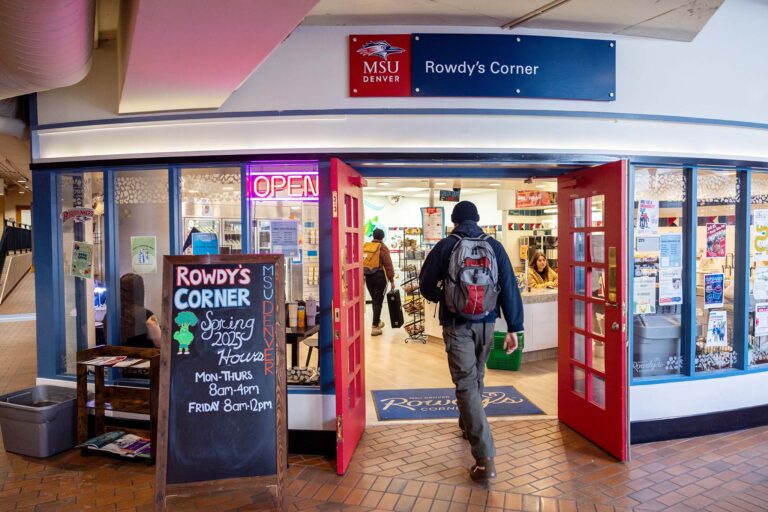 Students walk into Rowdy’s Corner earlier in the semester.