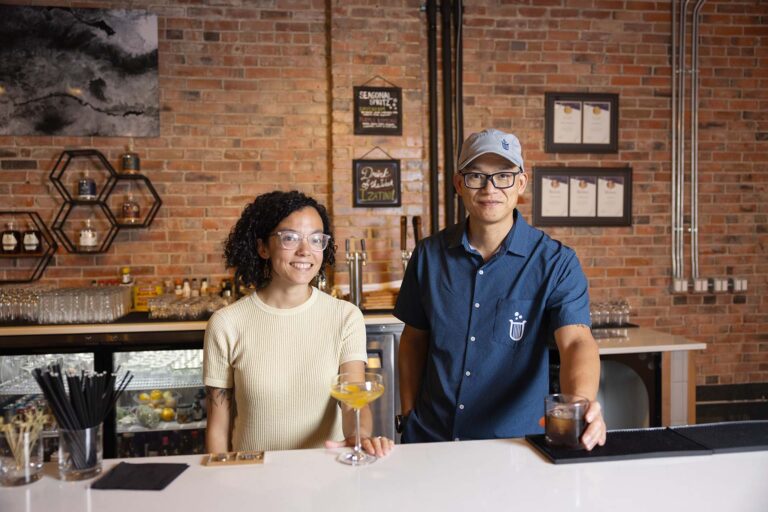 MSU Denver student and tasting room general manager Ari Vera Rivera with former MSU Denver faculty member and Method & Muse COO, Ethan Tsai.