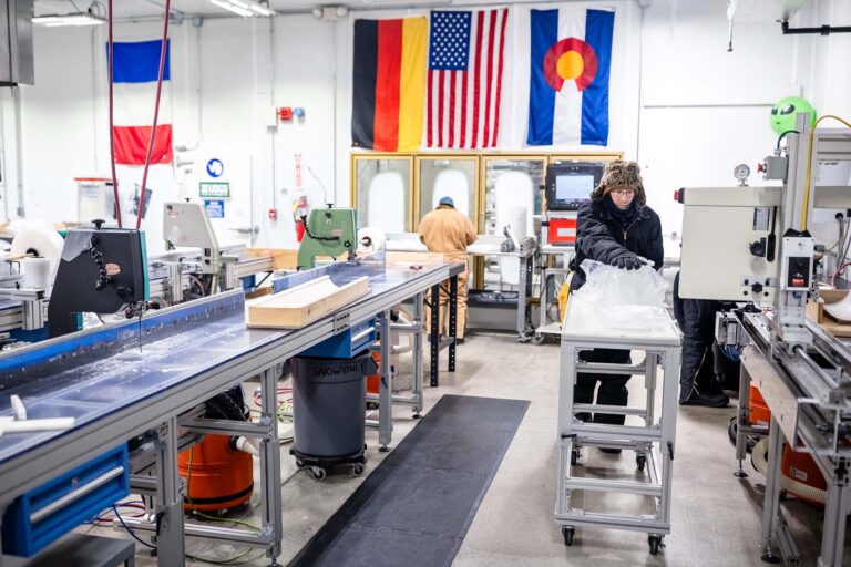 Richard Nunn wheels the ice cores into the exam room