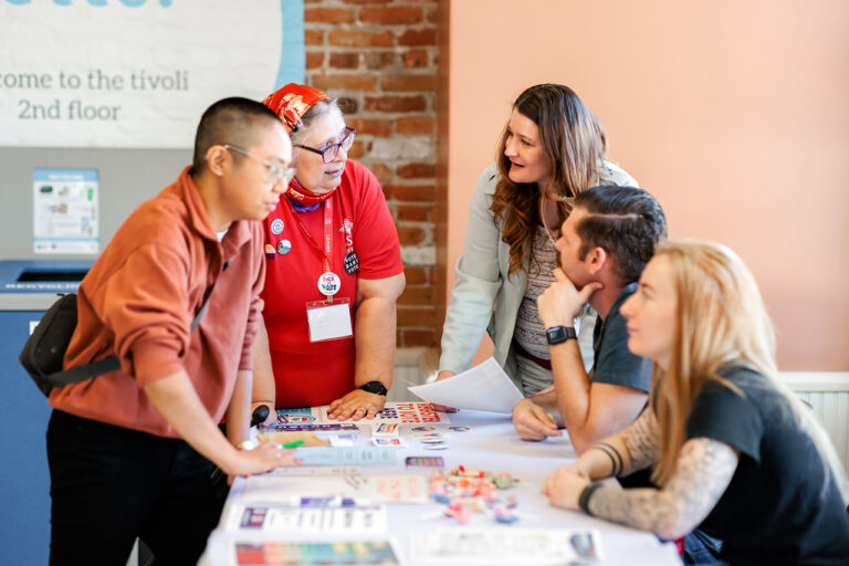 In an effort to encourage young people to participate in the midterm election, student ambassadors with MSU Denver’s Voter Engagement Project hold campus outreach and education events such as this one from 2022 in the Tivoli Turnhalle. Photo by Alyson McClaran
