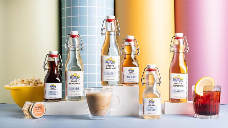 Daddy's Homemade syrup in bottles