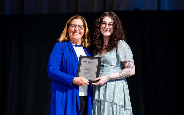 Ariana Rabinovich and Dean of the School of Education Elizabeth Hinde, Ph.D.