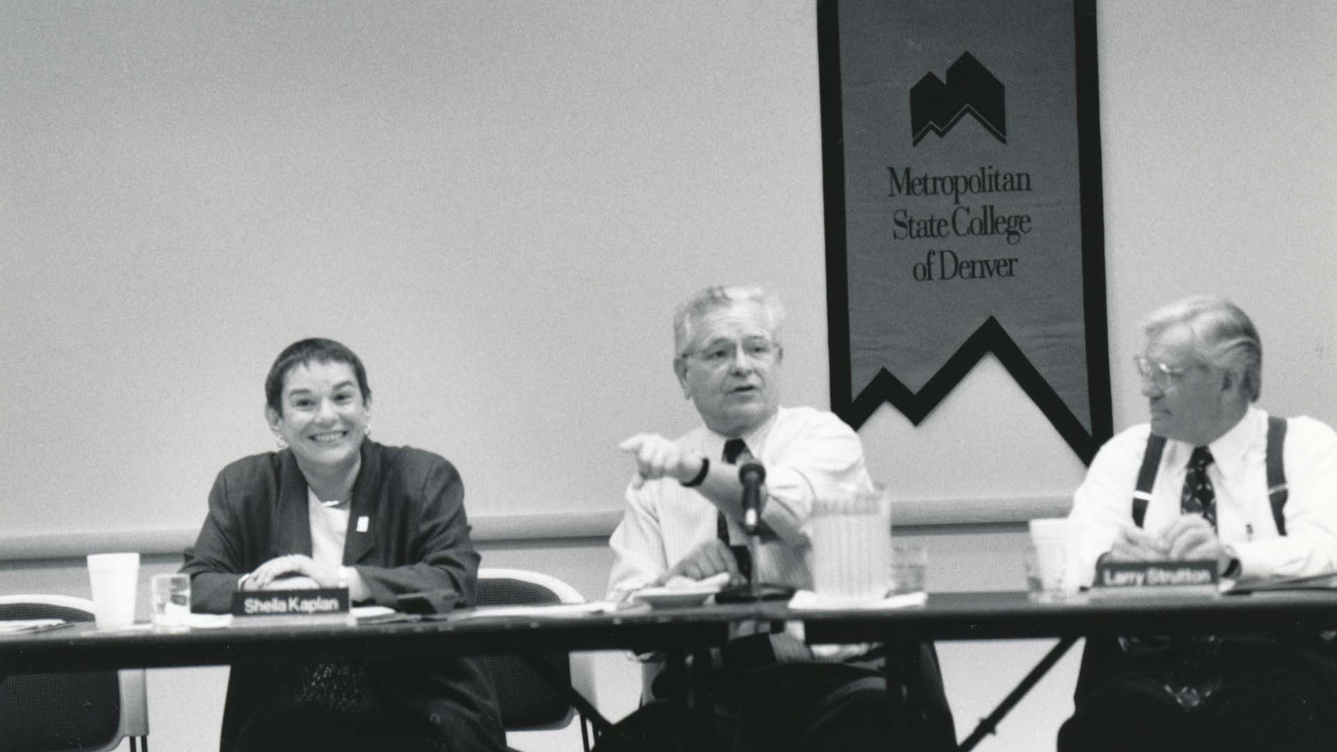 Sheila Kaplan, Ph.D., president of then-Metropolitan State College of Denver from 1993 to 2003, and Roy Romer